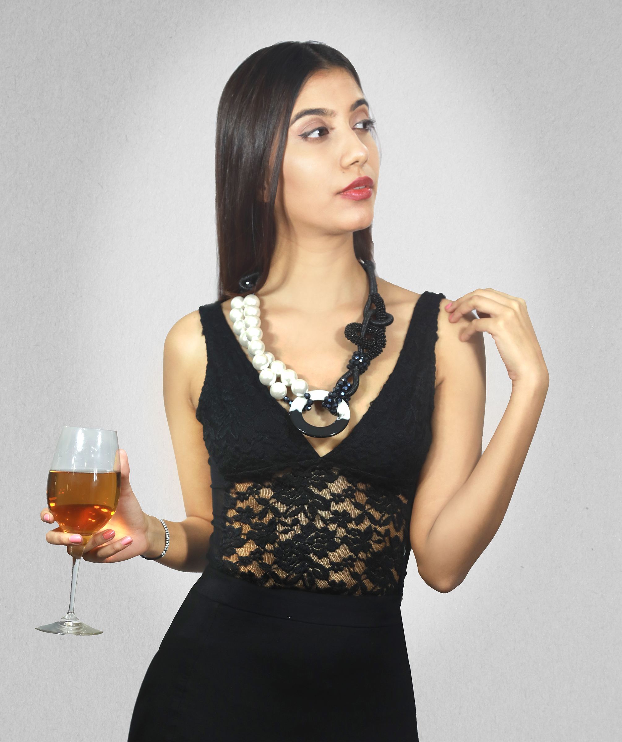 Sampriya Bhandare wearing Ying Yang Pearl Necklace
